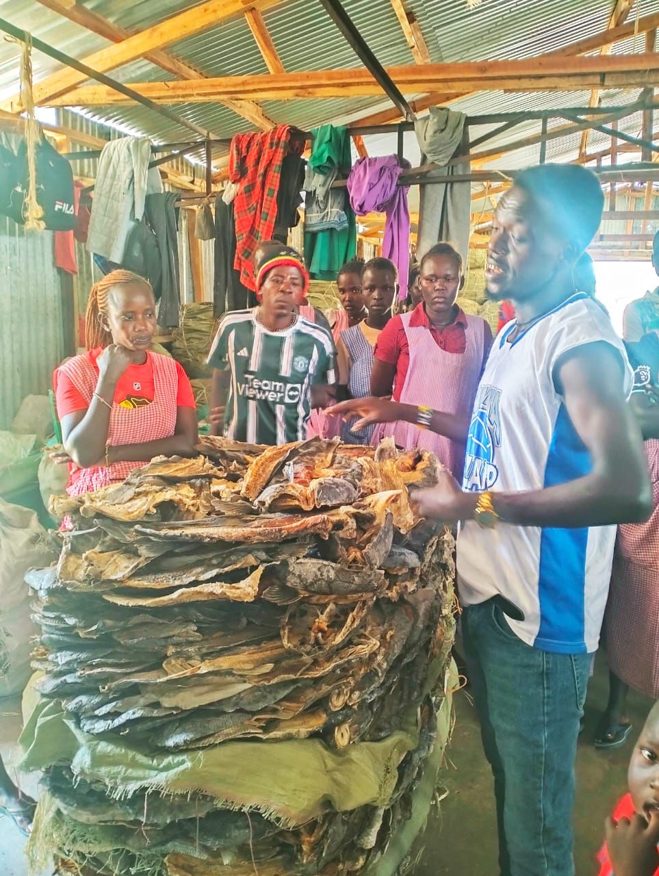 Fish traders sorting dried fish in the Lake Turkana region